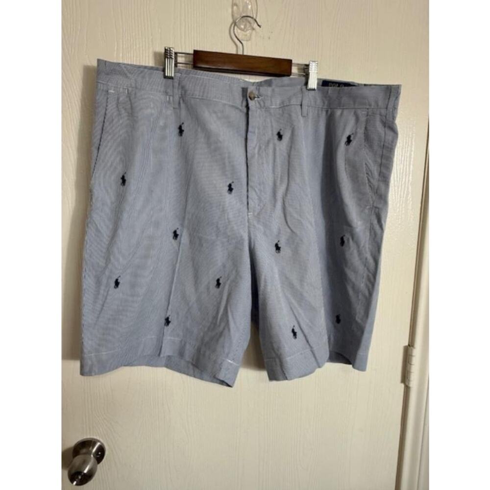 Polo Ralph Lauren Men’s Classic Fit All-Over Pony Shorts Blue Pinstripe Size 42